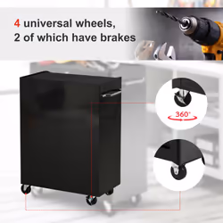 HOMCOM 5-Drawer Lockable Steel Tool Storage Cabinet Wheels Handle 2 Keys Red - Additional view 4