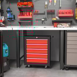 HOMCOM 5-Drawer Tool Chest Steel Lockable Tool Storage Cabinet w/ Wheels Red