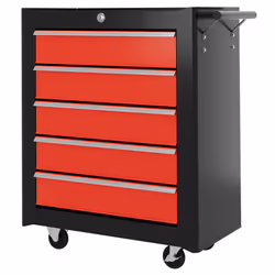 HOMCOM 5-Drawer Tool Chest Steel Lockable Tool Storage Cabinet w/ Wheels Red - Additional view 8