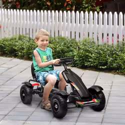 HOMCOM Children Pedal Go Kart w/ Adjustable Seat, Inflatable Tyres - Black