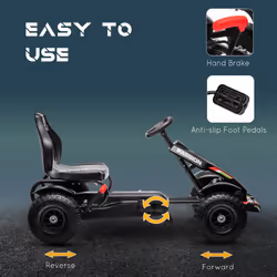 HOMCOM Children Pedal Go Kart w/ Adjustable Seat, Inflatable Tyres - Black