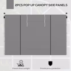 Outsunny 3x3(m) or 3x6m Pop Up Gazebo Side Panels Replacement, 2 Pack, Grey