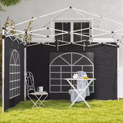 Outsunny 3x3(m) or 3x6m Pop Up Gazebo Side Panels Replacement, 2 Pack, Black - Additional view 6