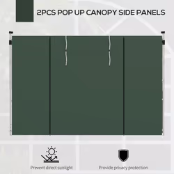 Outsunny 3x3(m) or 3x6m Pop Up Gazebo Side Panels Replacement, 2 Pack, Green