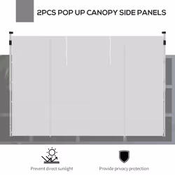Outsunny 3x3(m) or 3x6m Pop Up Gazebo Side Panels Replacement, 2 Pack, White