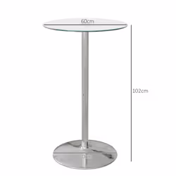 HOMCOM Round Bar Table for 2 People, High Pub Table with Tempered Glass Top - Additional view 4