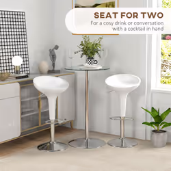 HOMCOM Round Bar Table for 2 People, High Pub Table with Tempered Glass Top - Additional view 5