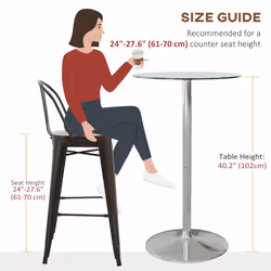 HOMCOM Round Bar Table for 2 People, High Pub Table with Tempered Glass Top - Additional view 6
