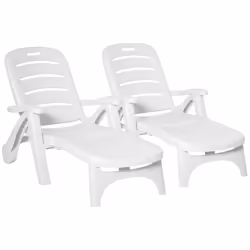 Outsunny Patio Folding Lounge Chairs Recliners with Wheels & 5-Position Backrest - Additional view 8