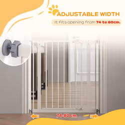 PawHut Adjustable Safety Gate w/ Four Adjustable Screws, White - Additional view 4