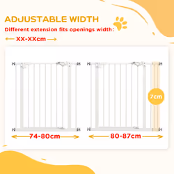 PawHut Adjustable Safety Gate w/ 1 Extensions and Four Adjustable Screws, White