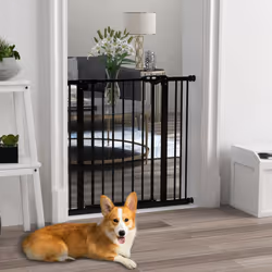 PawHut Adjustable Safety Gate w/ 1 Extensions and Four Adjustable Screws, Black