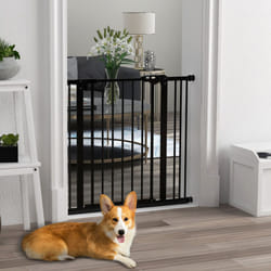 PawHut Adjustable Safety Gate w/ 1 Extensions and Four Adjustable Screws, Black