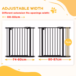 PawHut Adjustable Safety Gate w/ 1 Extensions and Four Adjustable Screws, Black