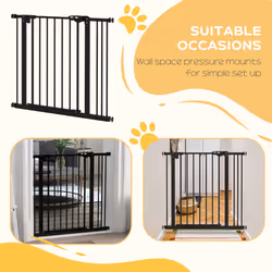 PawHut Adjustable Safety Gate w/ 1 Extensions and Four Adjustable Screws, Black - Additional view 4