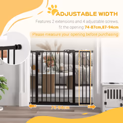 PawHut Adjustable Safety Gate w/ 1 Extensions and Four Adjustable Screws, Black - Additional view 4