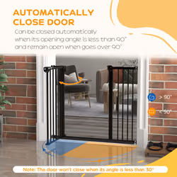 PawHut Adjustable Safety Gate w/ 1 Extensions and Four Adjustable Screws, Black - Additional view 8