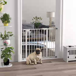 PawHut Adjustable Safety Gate w/ 1 Extensions and Four Adjustable Screws, White