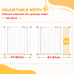 PawHut Adjustable Safety Gate w/ 1 Extensions and Four Adjustable Screws, White - Additional view 4