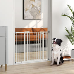 PawHut Adjustable Safety Gate w/ 2 Extensions and Four Adjustable Screws, White