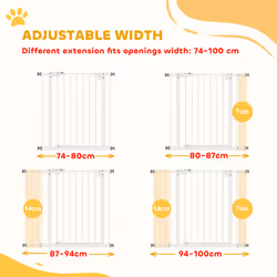 PawHut Adjustable Safety Gate w/ 2 Extensions and Four Adjustable Screws, White - Additional view 4