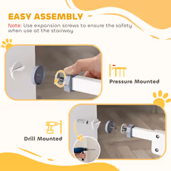 PawHut Adjustable Safety Gate w/ 2 Extensions and Four Adjustable Screws, White - Additional view 7