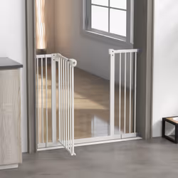 PawHut Adjustable Safety Gate w/ 2 Extensions and Four Adjustable Screws, White - Additional view 9