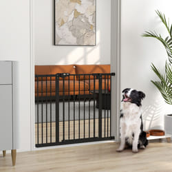 PawHut Adjustable Safety Gate w/ 2 Extensions and Four Adjustable Screws, Black