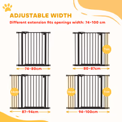 PawHut Adjustable Safety Gate w/ 2 Extensions and Four Adjustable Screws, Black - Additional view 4