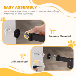 PawHut Adjustable Safety Gate w/ 2 Extensions and Four Adjustable Screws, Black - Additional view 7