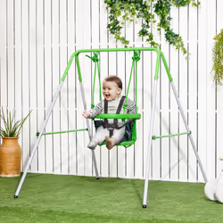 Outsunny Nursery Swing with Safety Seat Belt, Support Back for Indoor Outdoor