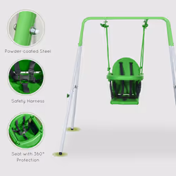 Outsunny Nursery Swing with Safety Seat Belt, Support Back for Indoor Outdoor