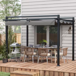 Outsunny 3 x 3(m) Pergola with Retractable Roof and Aluminium Frame, Grey