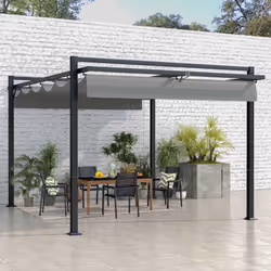 Outsunny 3 x 4m Pergola with Retractable Roof and Aluminium Frame, Grey