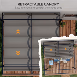 Outsunny 3 x 4m Pergola with Retractable Roof and Aluminium Frame, Grey