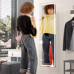 HOMCOM LED Lighted Full Length Mirror Dimmable Full Size Body Mirror for Bedroom