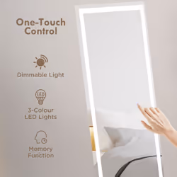 HOMCOM LED Lighted Full Length Mirror Dimmable Full Size Body Mirror for Bedroom