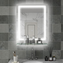 kleankin Dimmable Bathroom Mirror with LED Lights, Defogging Film, Clear