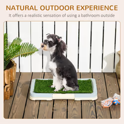 PawHut Dog Toilet Indoor w/ Artificial Grass, Grid Panel, Tray, 46.5 x 34cm