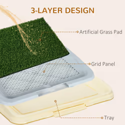 PawHut Dog Toilet Indoor w/ Artificial Grass, Grid Panel, Tray, 63 x 48.5cm - Additional view 4