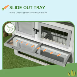 Pawhut Wooden Rabbit Hutch with Run, Asphalt Roof, Pull-Out Tray, Ramp, Grey