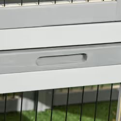 Pawhut Wooden Rabbit Hutch with Run, Asphalt Roof, Pull-Out Tray, Ramp, Grey - Additional view 6