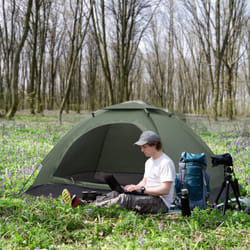 Outsunny Camping Tent for 2 Person Dome Tent w/ Storage Pocket Dark Green