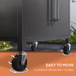 Outsunny 4 Burner Gas Grill Portable BBQ Trolley w/ 4 Wheels and Side Shelves - Additional view 5