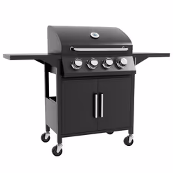 Outsunny 4 Burner Gas Grill Portable BBQ Trolley w/ 4 Wheels and Side Shelves - Additional view 8