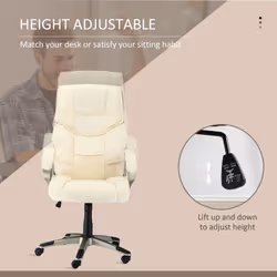 HOMCOM Executive Office Chair Faux Leather Computer Desk Chair w/ Wheel White
