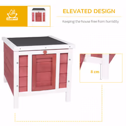 PawHut Wooden Rabbit Hutch Bunny Cage Guinea Pig House Pet Habitat Ferret Red