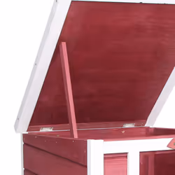 PawHut Wooden Rabbit Hutch Bunny Cage Guinea Pig House Pet Habitat Ferret Red - Additional view 5