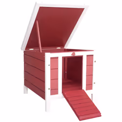 PawHut Wooden Rabbit Hutch Bunny Cage Guinea Pig House Pet Habitat Ferret Red - Additional view 8