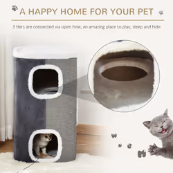 PawHut Cat Barrel Kitten Tree Tower Sisal Scratching Furniture Climbing Frame